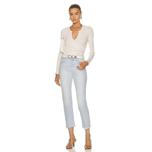 New Mother Scrapper Cuff Ankle Fray Denim Jeans Straight Leg Lonely Hearts Club - Picture 3 of 17